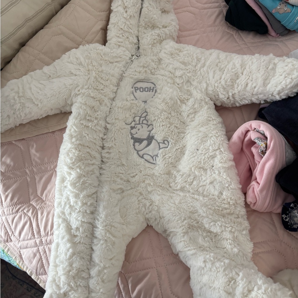 Disney Baby White Fleece One Piece